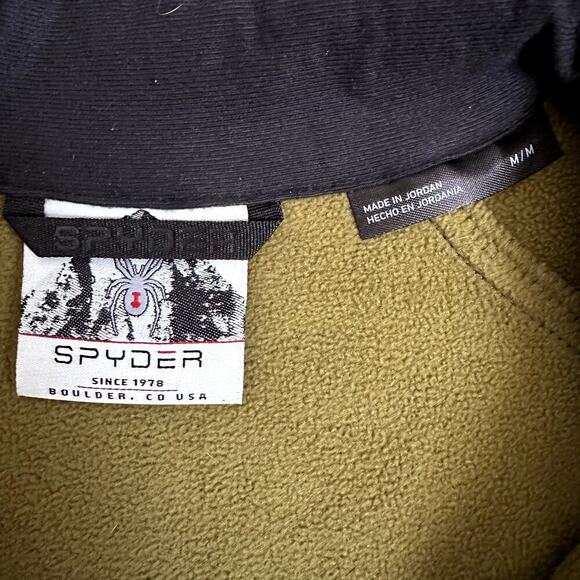 Spyder Men's Green 1/4 Zip Long Sleeve Thermal Waffle Ski Fleece Sweater M - Picture 5 of 7